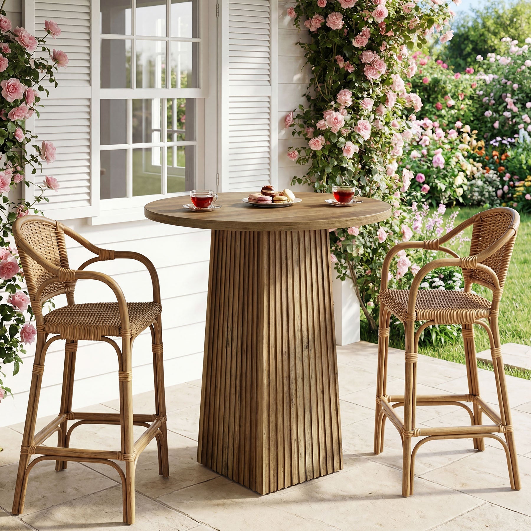 Tribesigns Mesa de comedor redonda de 80 cm, Mesa de pedestal de madera para 2 personas