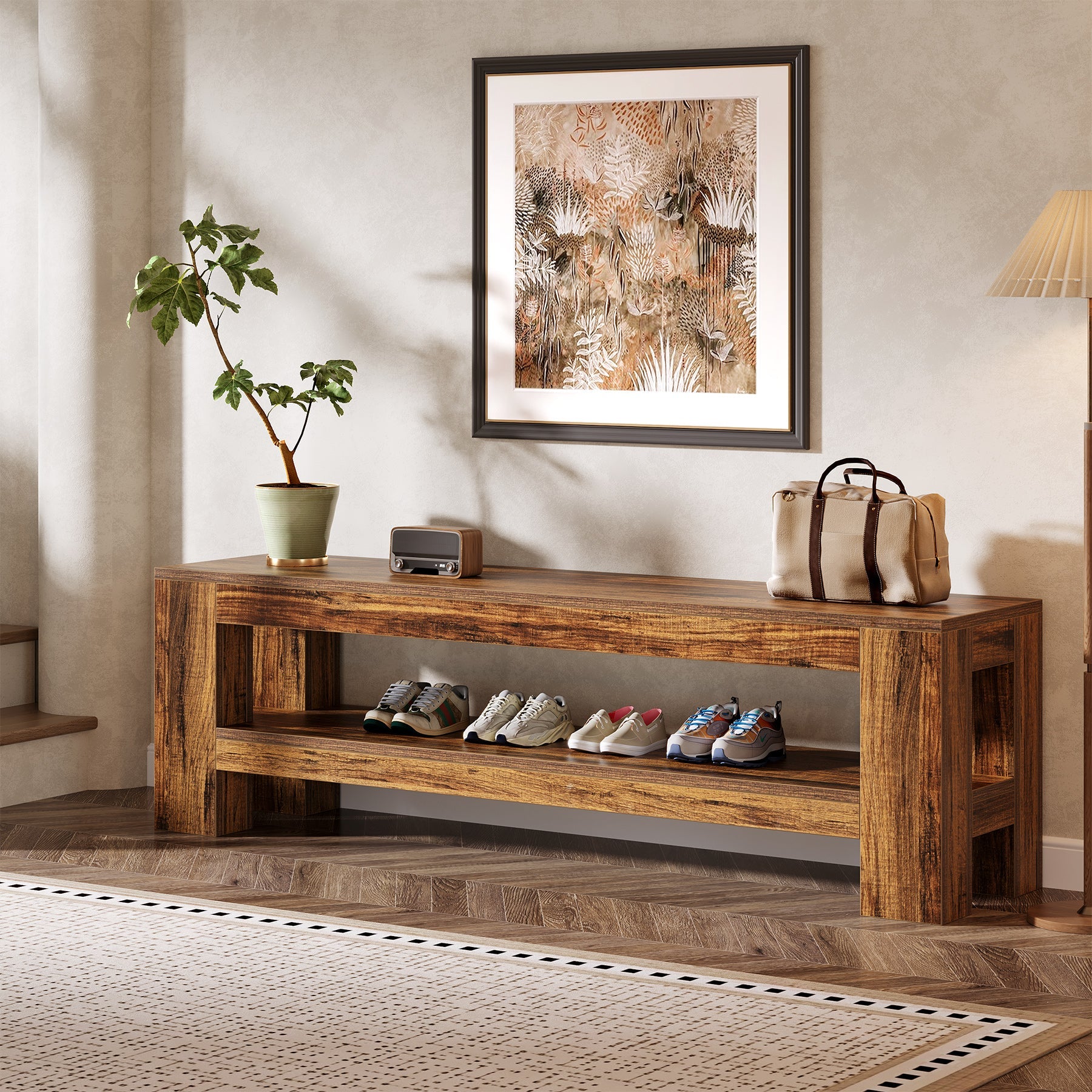 Tribesigns Mueble bajo para TV de 150 cm para televisores de 55 a 75 pulgadas, Consola de TV rústica con estante