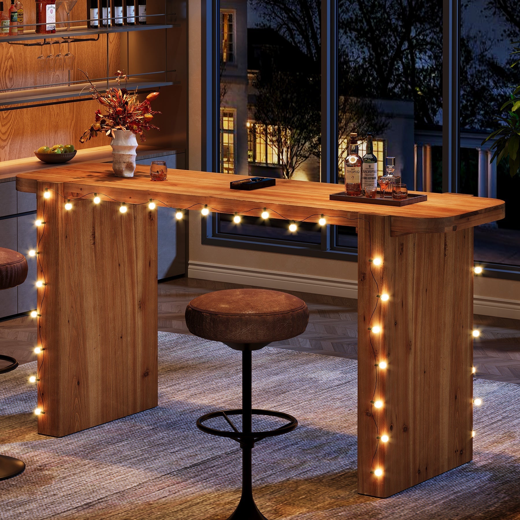 Tribesigns Mesa alta de madera maciza de 160 cm, Mesa alta para 4-6 personas, mesa rectangular de estilo industrial