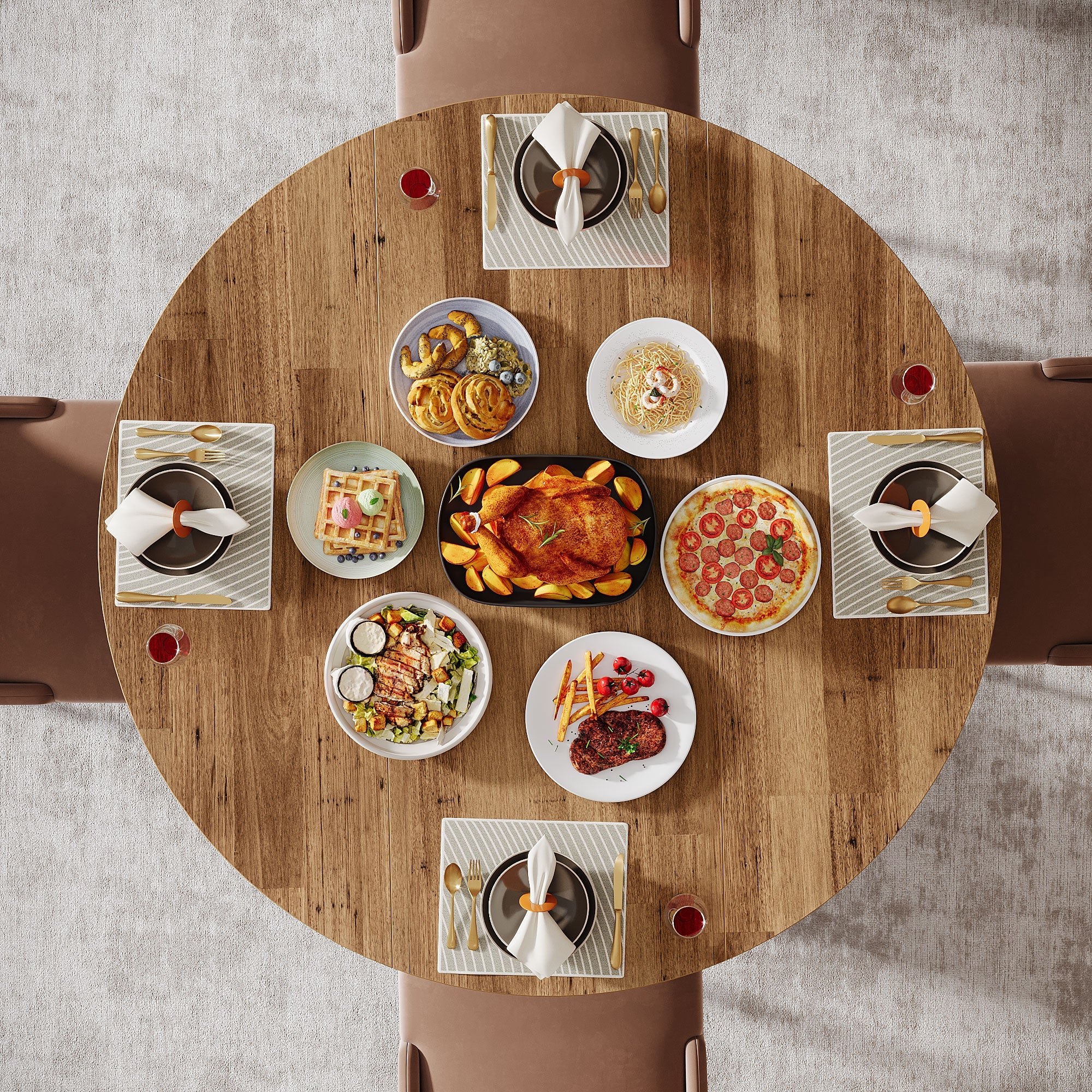 Tribesigns Mesa de comedor redonda de 118 cm para 4 personas
