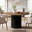 Tribesigns Mesa de comedor redonda de 120 cm, Mesa de cocina de madera con base de metal ranurado resistente