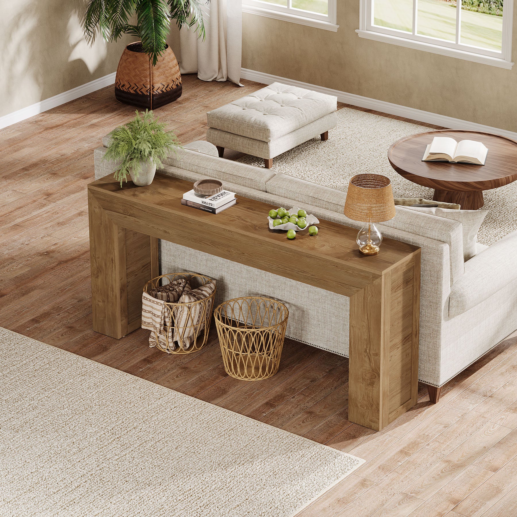 Tribesigns Mesa consola estrecha de 160 cm, Mesa de pasillo de madera detrás del sofá