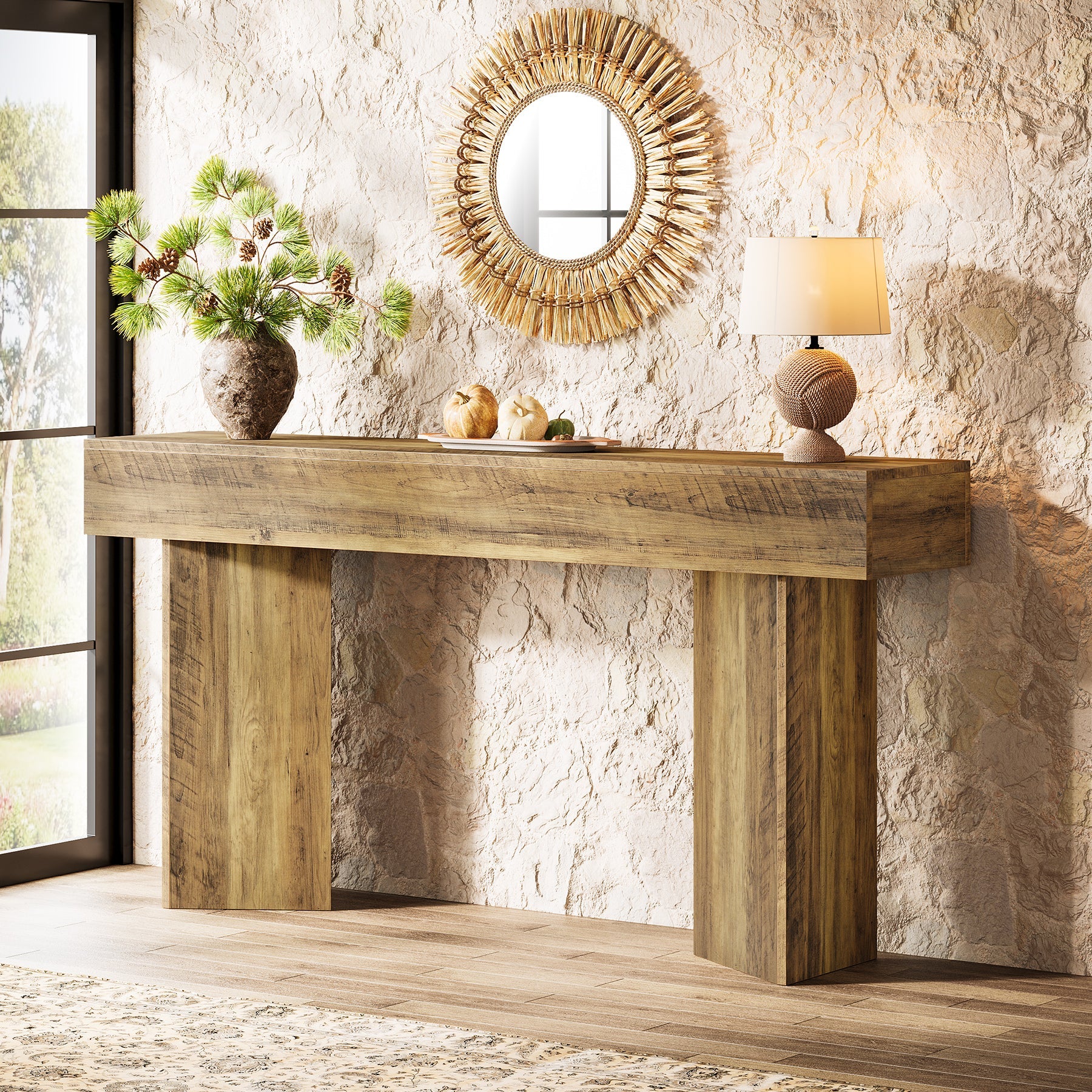 Tribesigns Mesa consola larga de 160 cm, Mesa auxiliar estrecha detrás del sofá