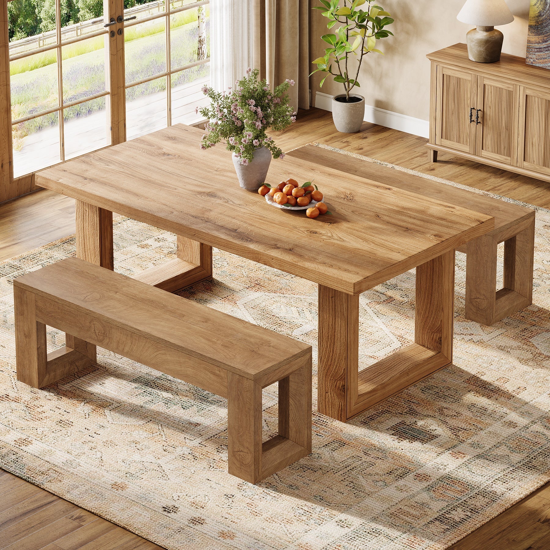 Tribesigns Banco de 120 cm de estilo rústico ideal para comedor o dormitorio fabricado en MDF