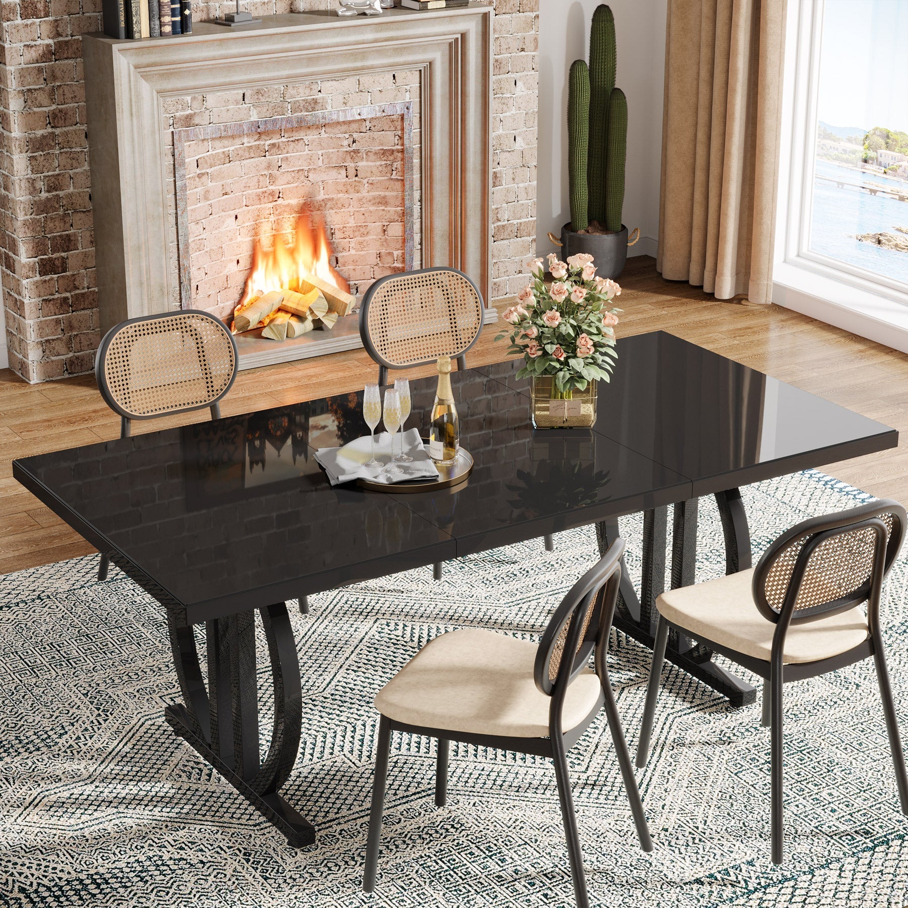 Tribesigns Mesa de comedor de 160 cm, Moderna mesa de cocina para 4-6 personas