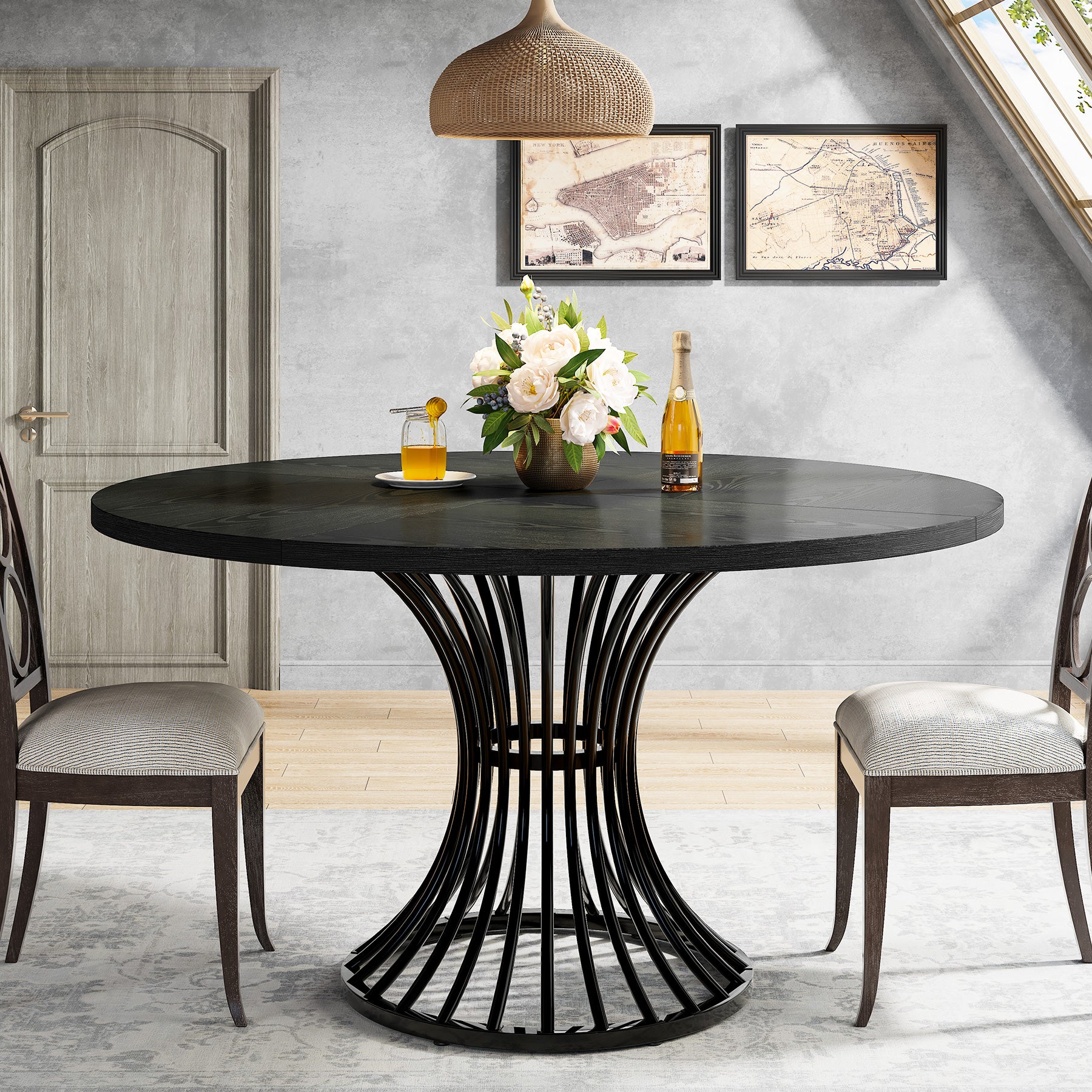 Tribesigns Mesa de comedor redonda para 4 – 6 personas, Mesa de comedor