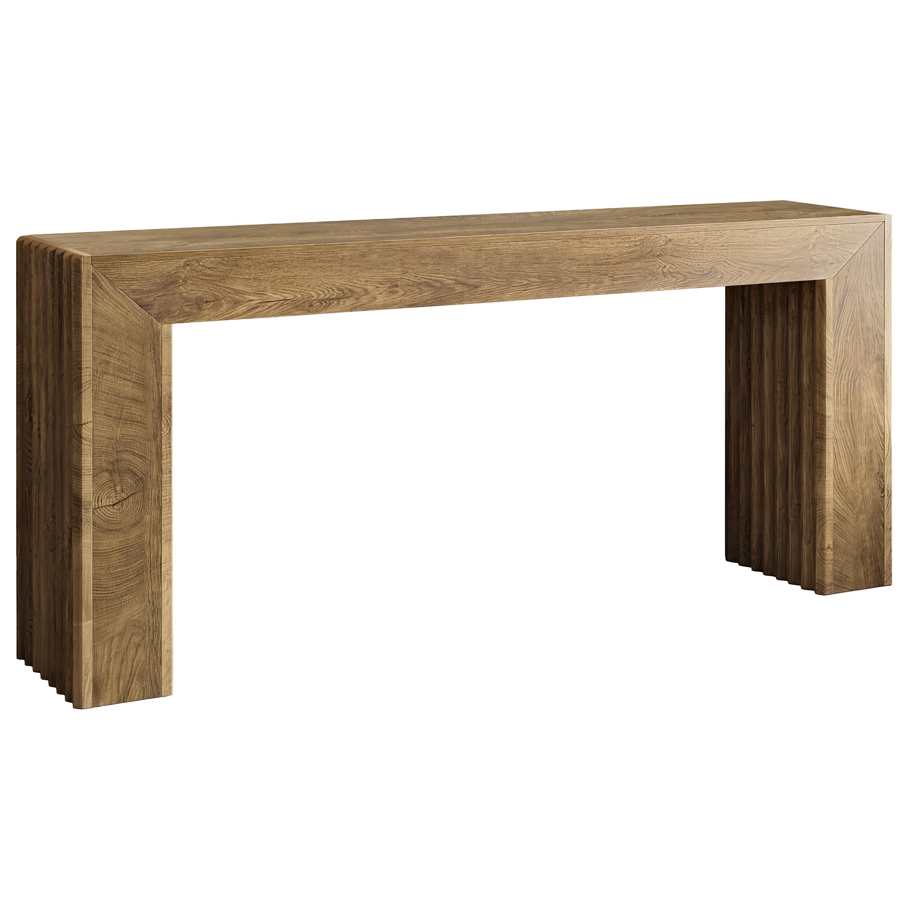 Consola de 160 cm con patas de columna estriadas, Mesa estrecha para recibidor de estilo romano