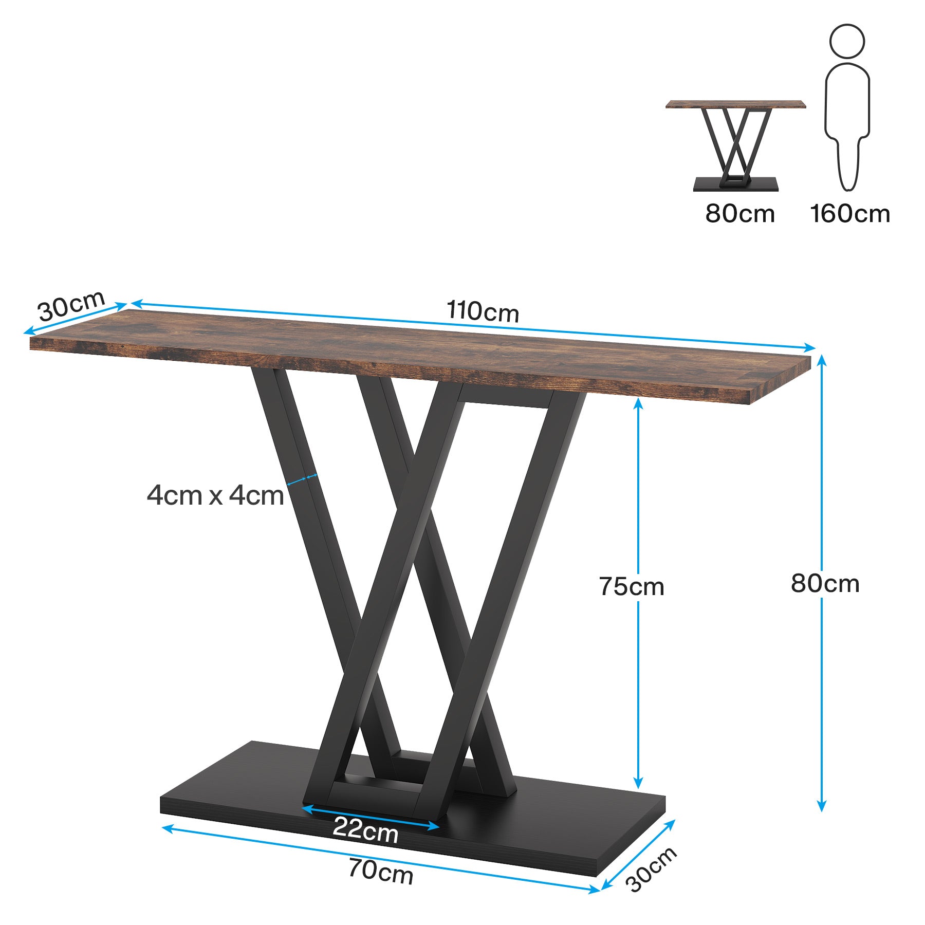 Tribesigns Mesa consola industrial, Consola de entrada estrecha con marco de metal