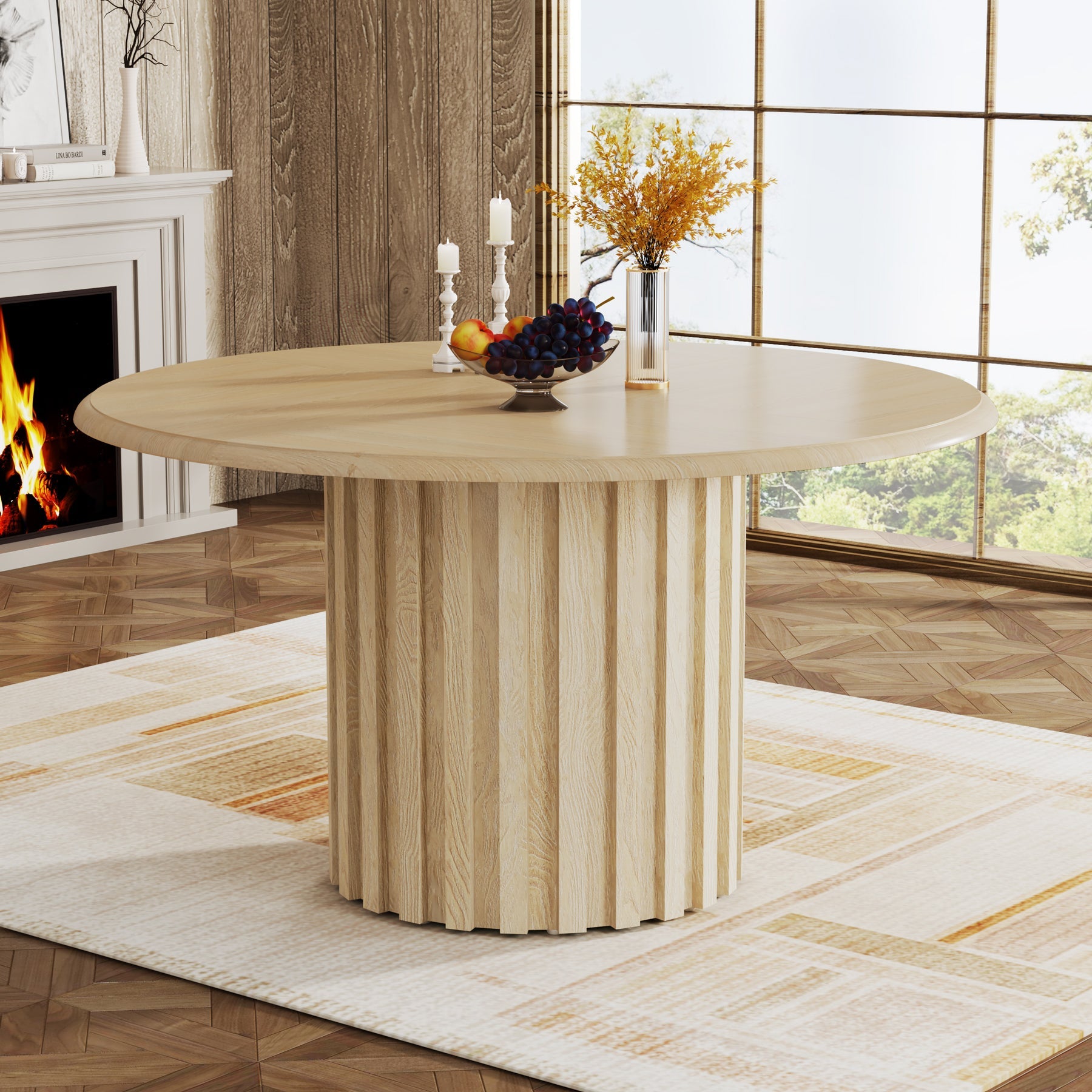 Tribesigns Mesa de comedor redonda de 120 cm, Moderna mesa de cocina redonda para 4 personas
