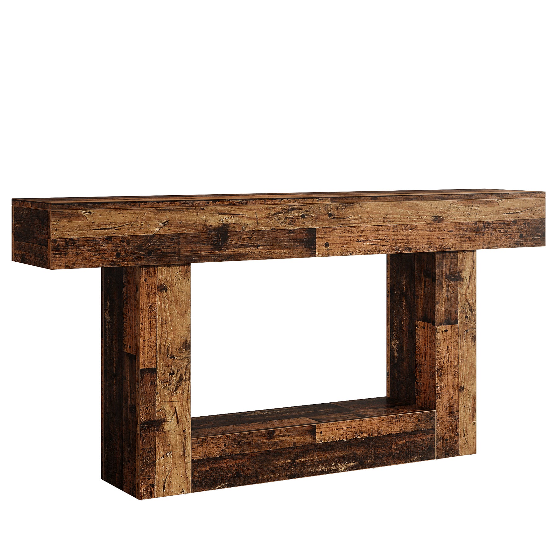 Tribesigns Mesa consola de madera de 160 cm, Mesa de sofá de granja con 2 niveles Mesa de entrada