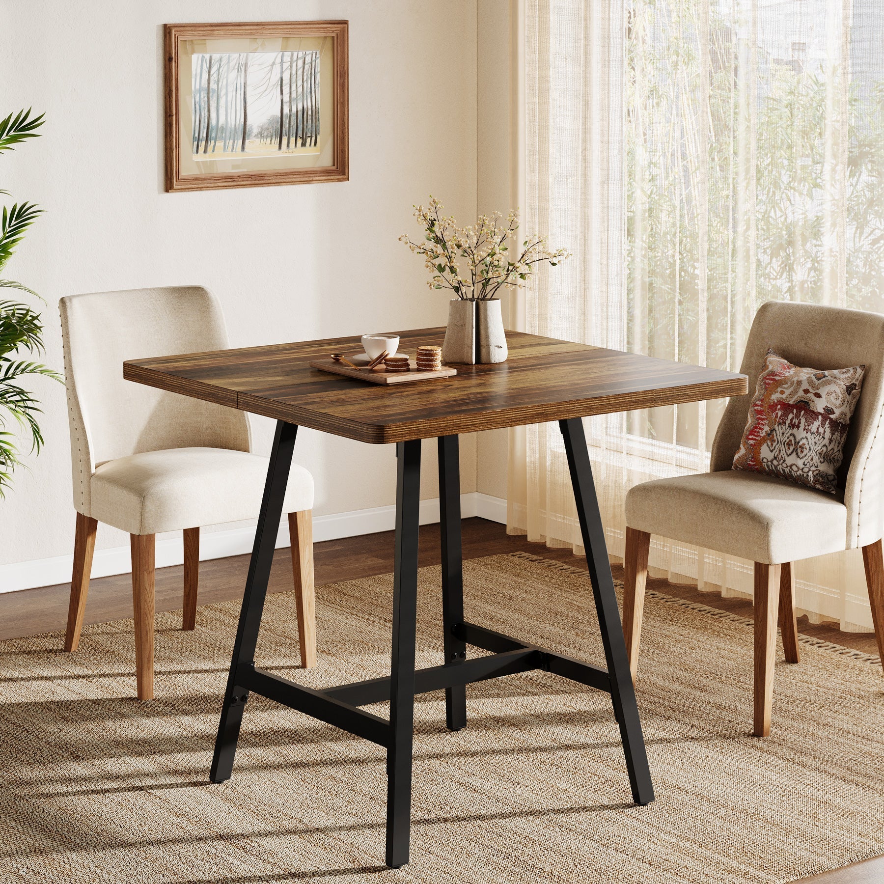 Tribesigns Mesa de comedor cuadrada de 79 cm para 2-4 personas, Mesa de cocina para espacios pequeños