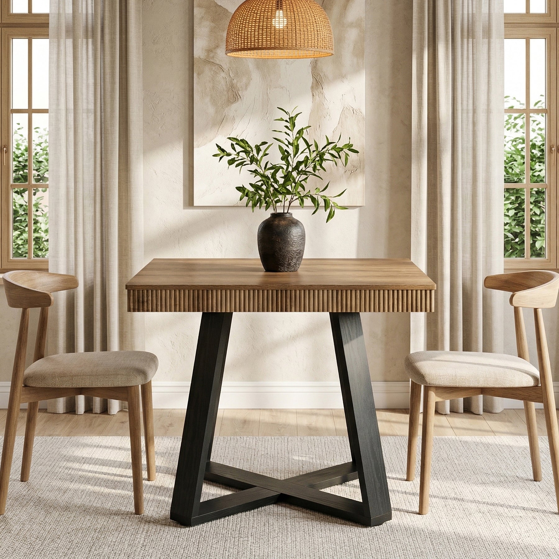 Tribesigns Mesa de Comedor Pequeña, Cuadrada de 80x80 cm para 2 a 4 Personas, Mesa de Cocina que Ahorra Espacio con Estructura en Forma de X