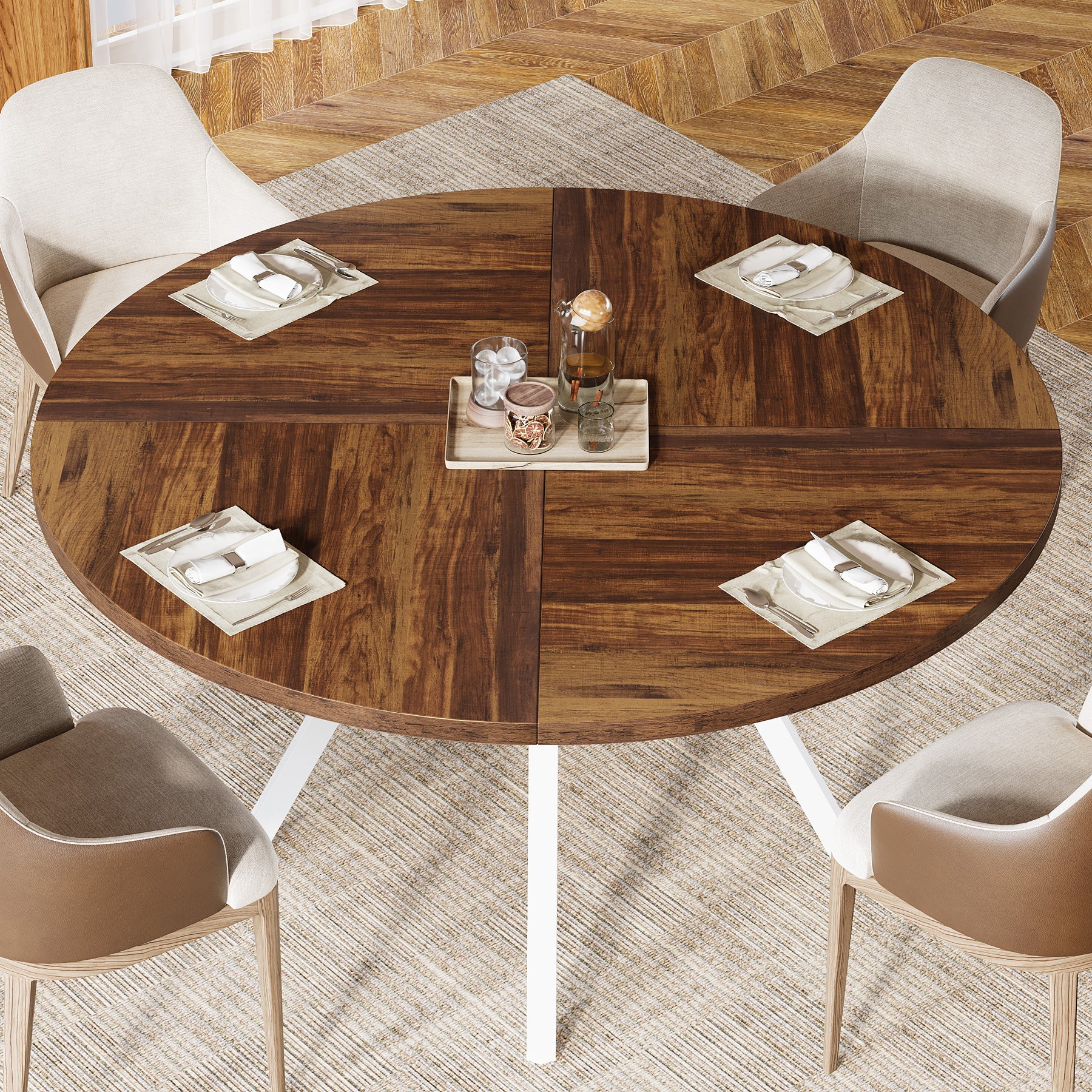 Tribesigns Mesa de comedor redonda, Mesa de comedor de cocina moderna de 120 cm para 4 personas