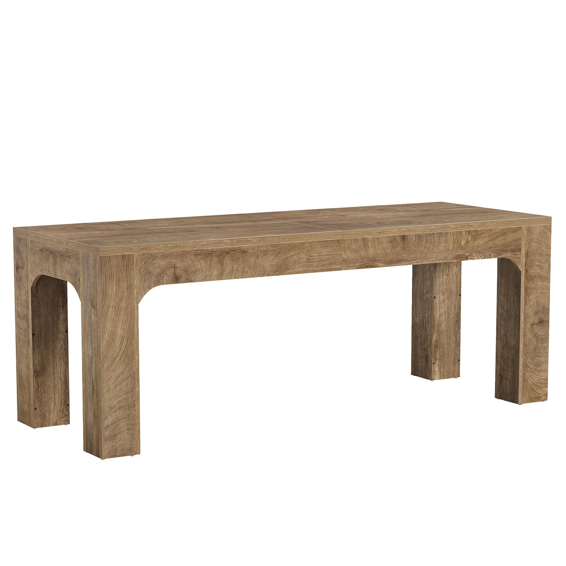 Mesa de comedor de 180 cm para 4-6 personas, Mesa de comedor rectangular de estilo rústico con patas robustas