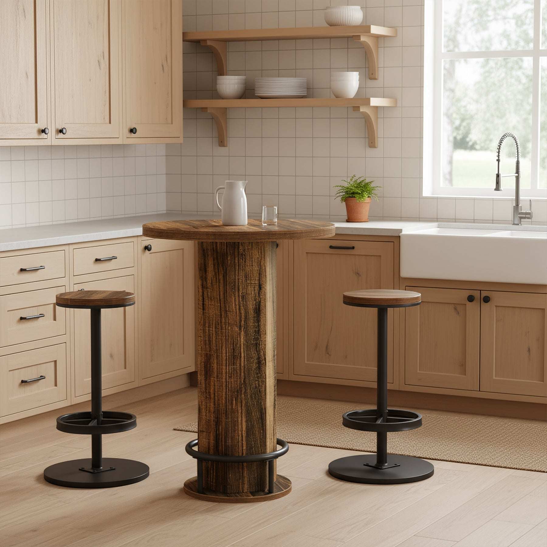 Tribesigns Juego de mesa y sillas de 3 piezas para 2 personas, Mesa de cocina redonda pequeña con 2 sillas