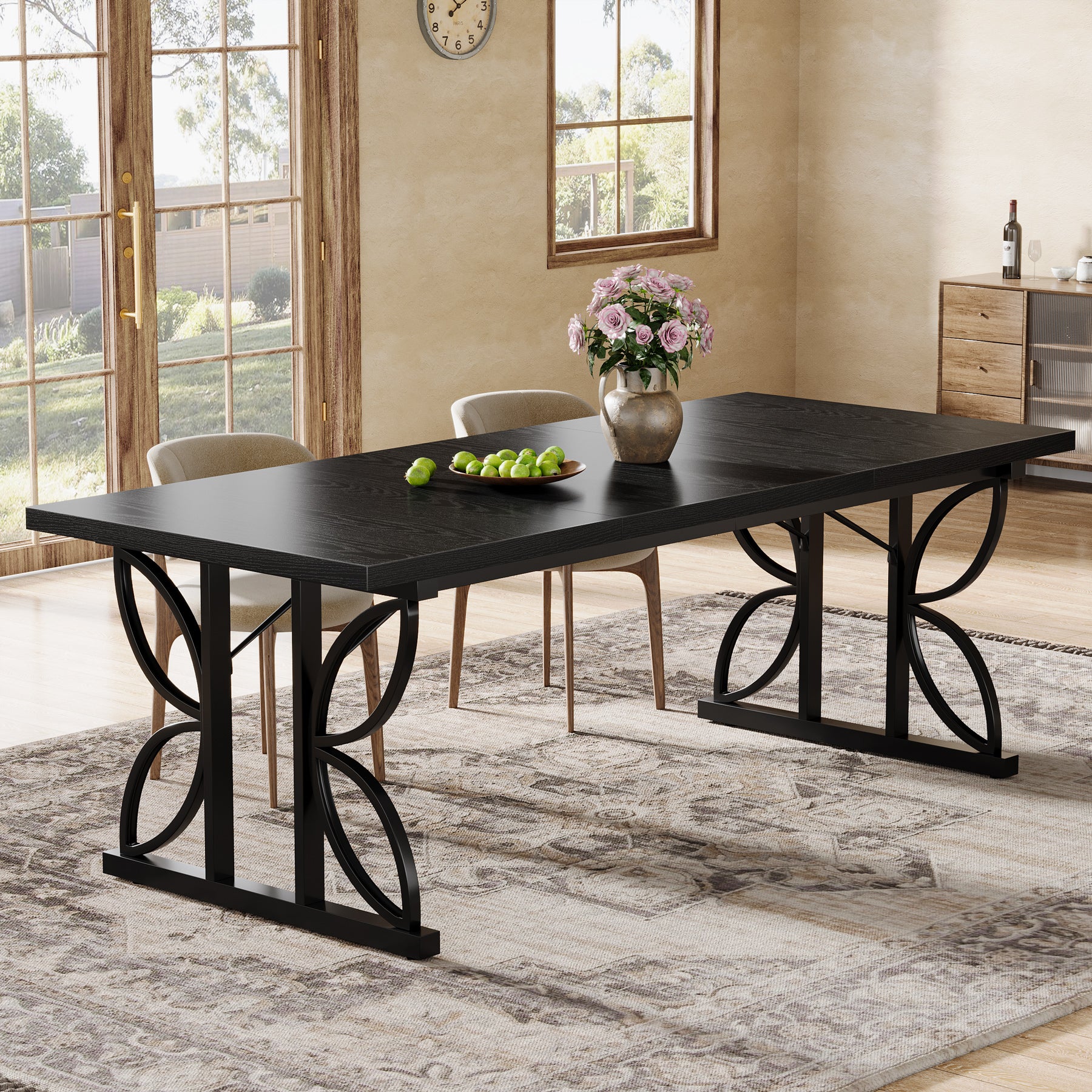 Tribesigns Mesa de comedor rectangular, Mesa de cocina industrial para 6-8 personas