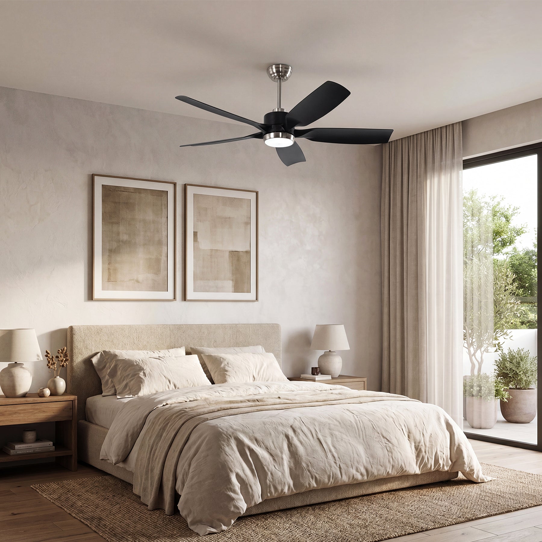 Tribesigns Ventilador de techo con luz, Ventilador de techo LED con mando a distancia motor de CC reversible 5 aspas