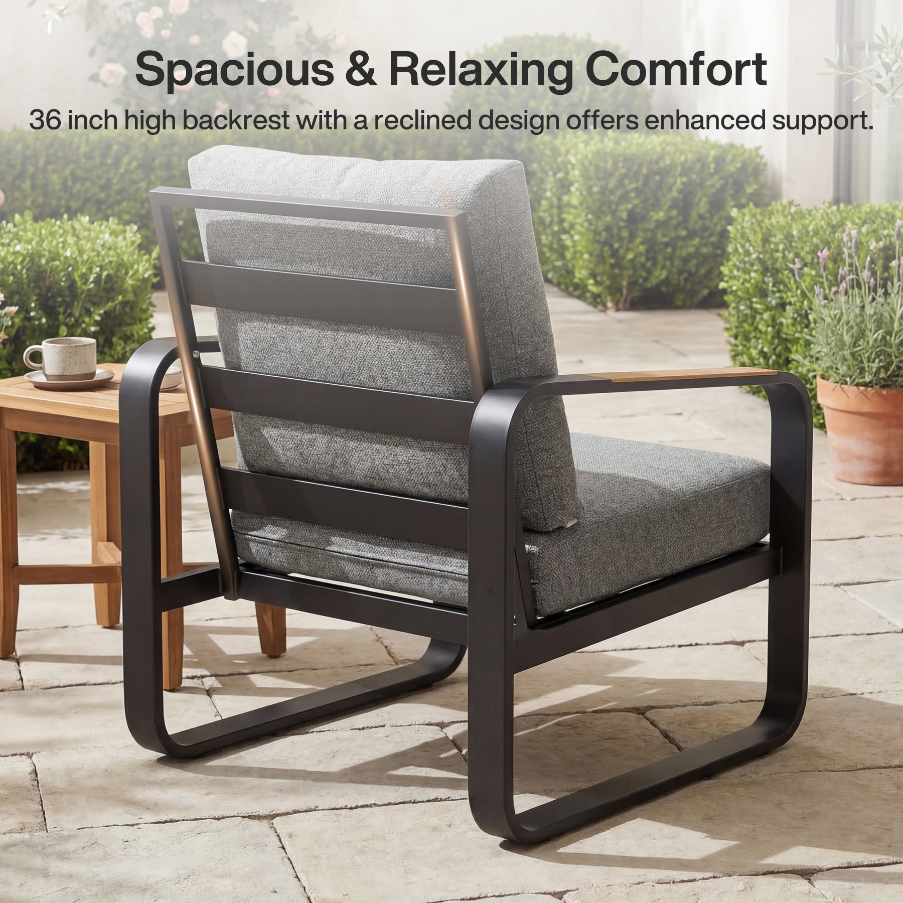 Tribesigns Silla de jardín Lounge con cojines, Silla de patio de aluminio para balcón o jardín