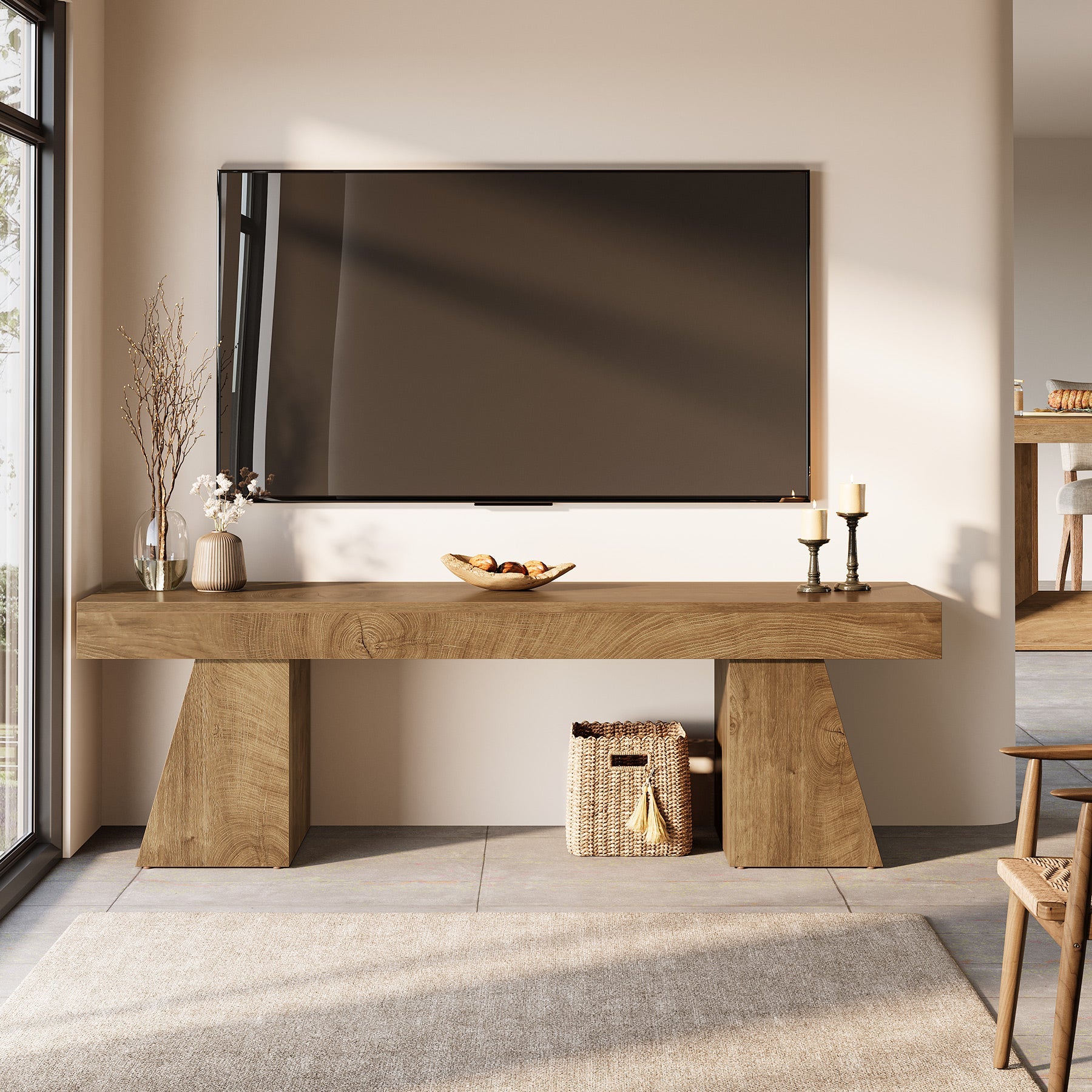 Tribesigns Mueble bajo para TV de 160 cm para televisores de hasta 75 pulgadas, Mueble para TV con base geométrica