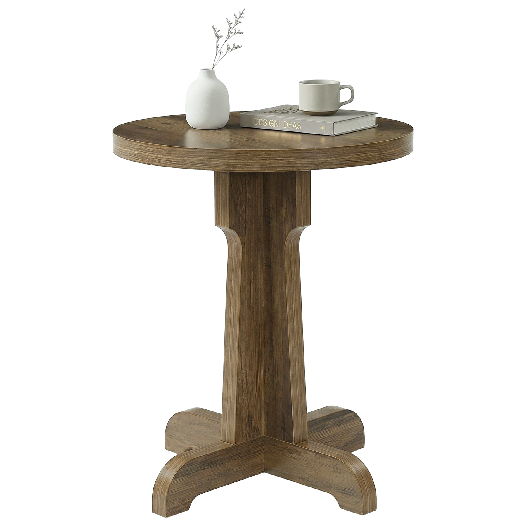 Tribesigns Mesa de comedor redonda de 60 cm para 2 personas, Mesa de cocina pequeña de estilo rústico