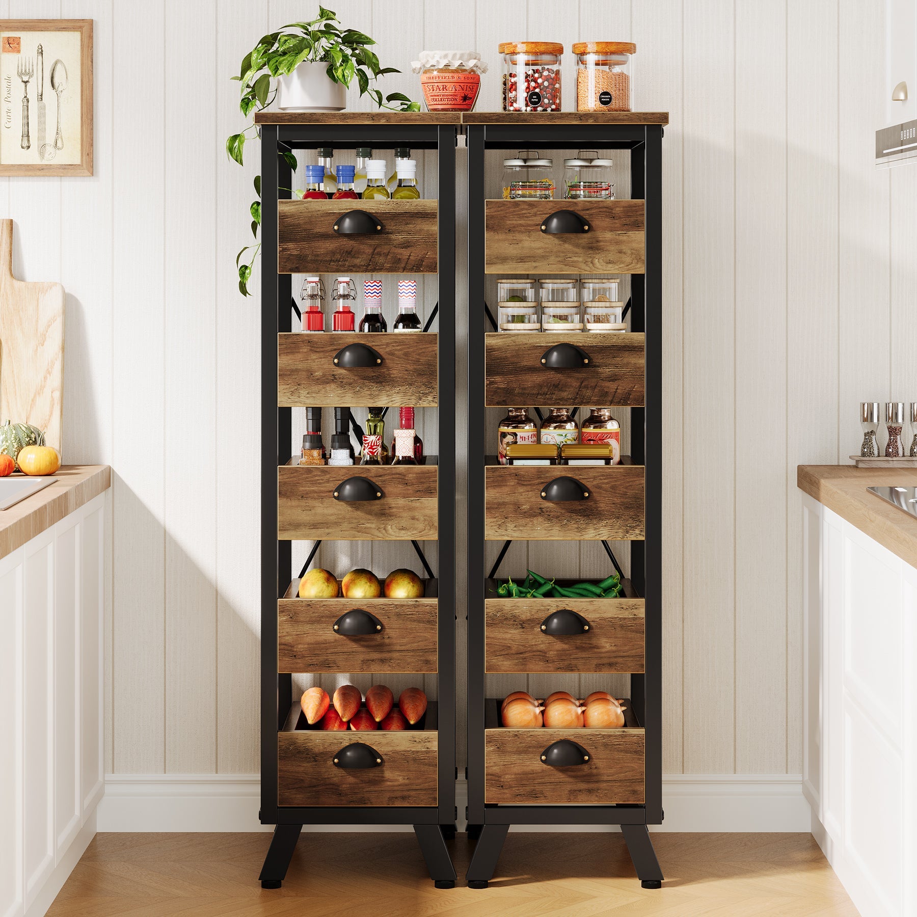 Tribesigns Soporte para frutas y verduras, Soporte para bocadillos de 5 niveles Soporte para cesta de frutas para cocina