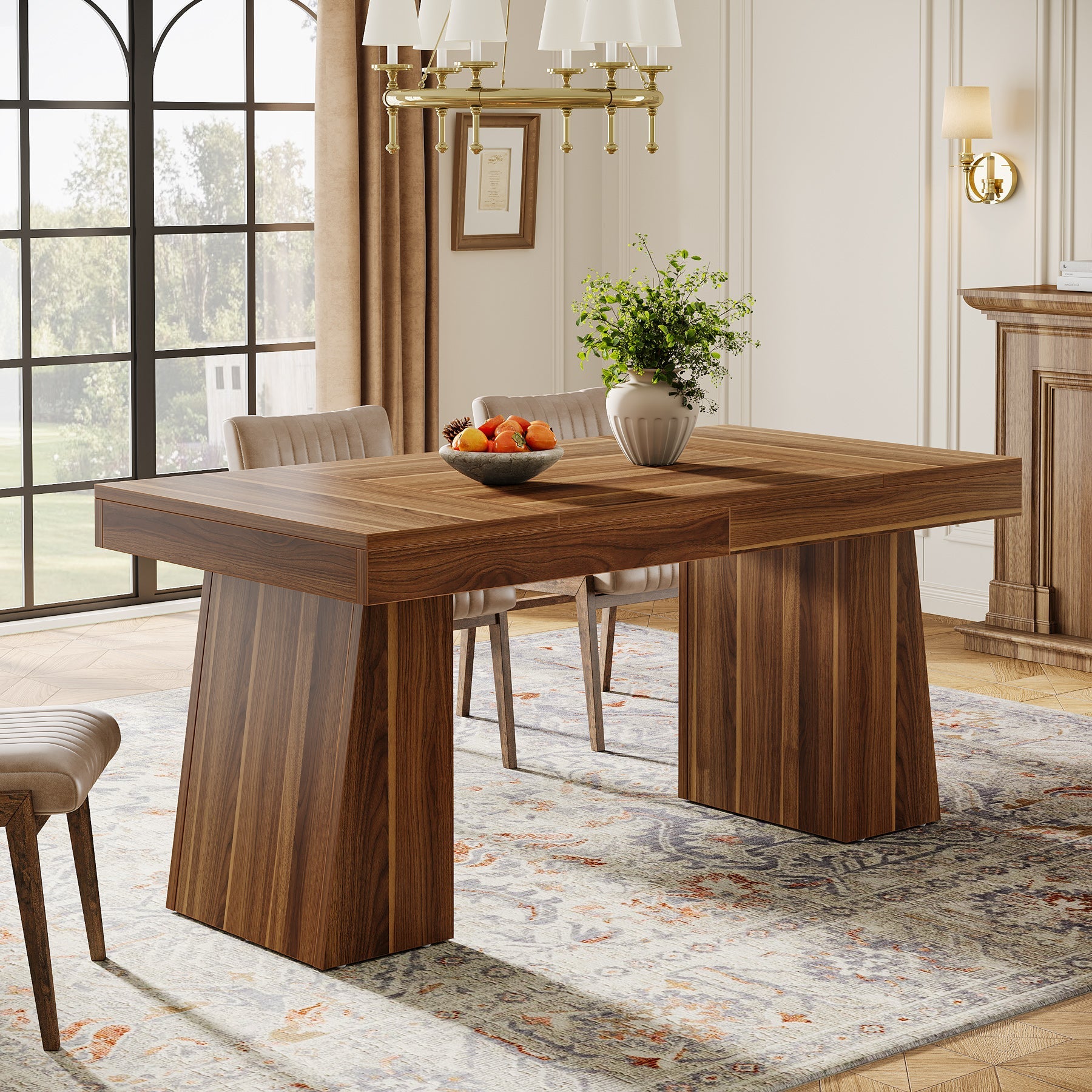 Tribesigns Mesa de comedor de 140 cm, Mesa de cocina de madera para 4-6 personas