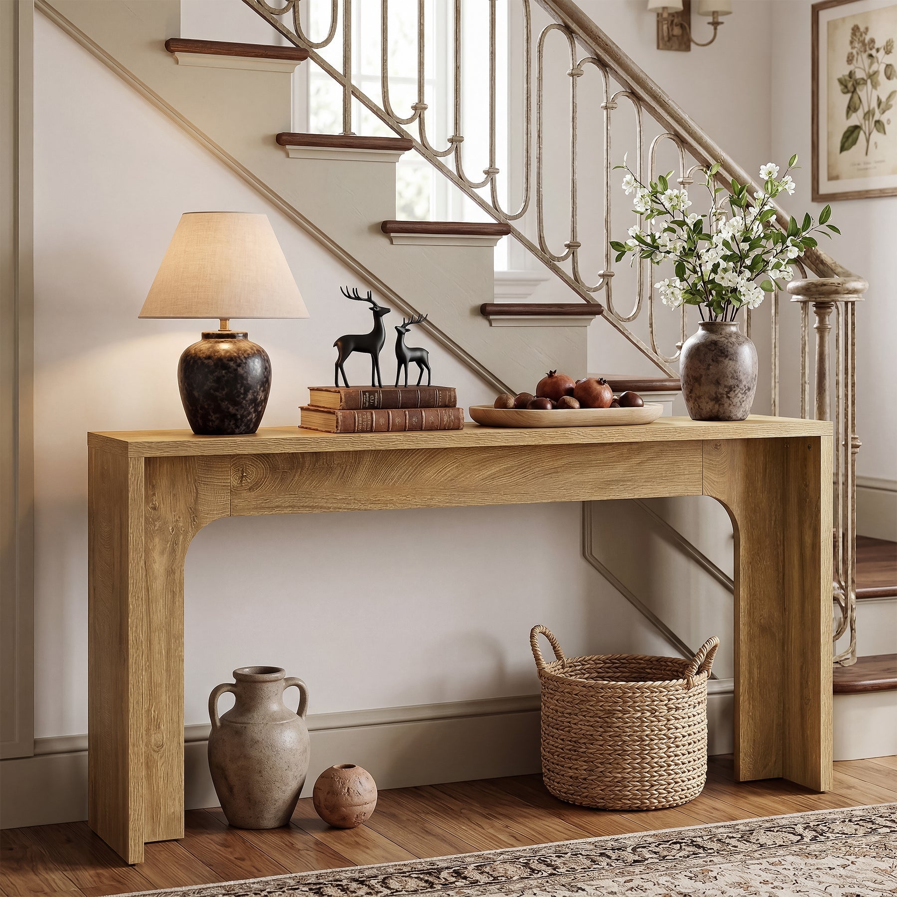 Tribesigns Mesa Consola Estrecha de 160 cm, Mesa de Pasillo Minimalista con Base Robusta