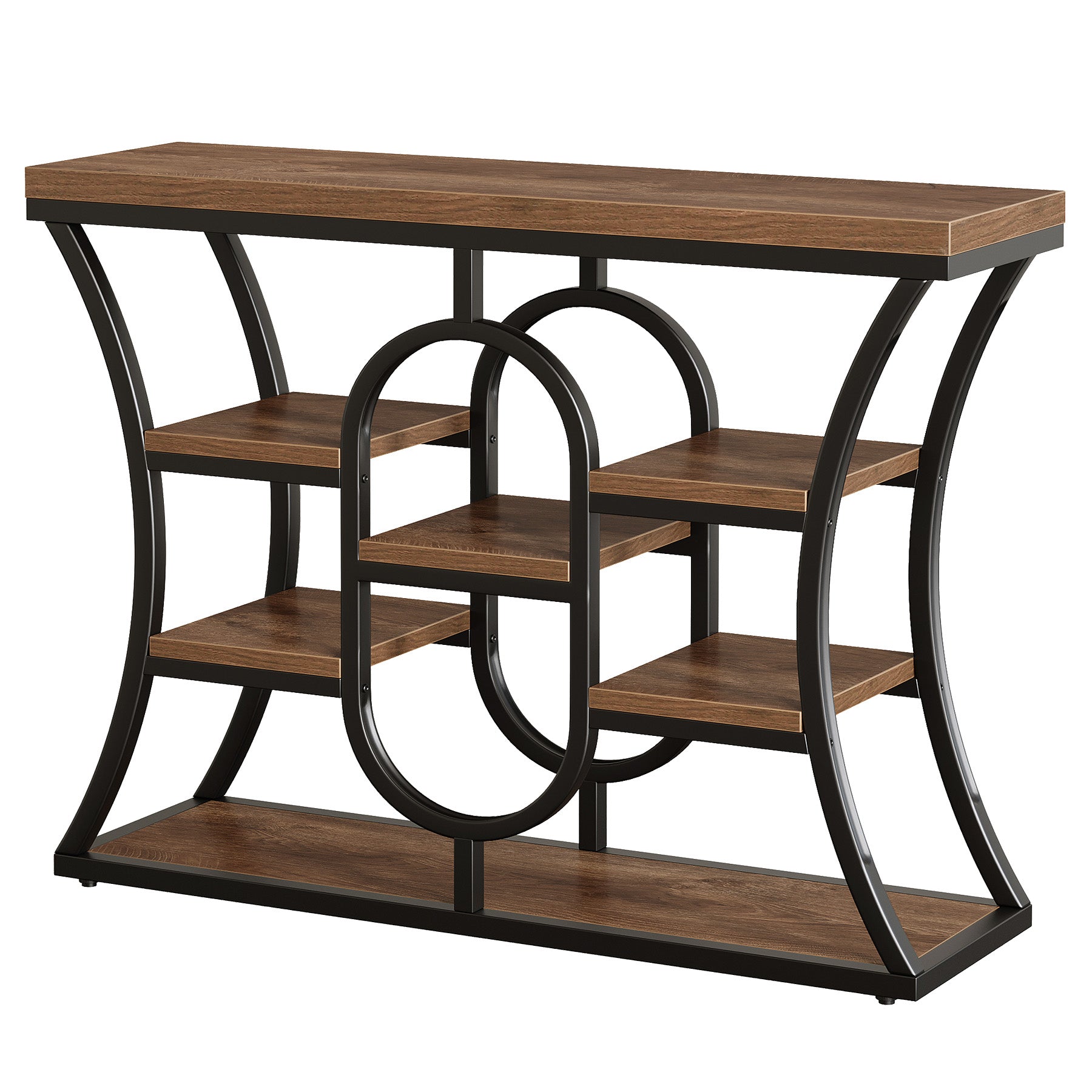 Tribesigns Mesa consola 105 cm (estrecha), Mesa auxiliar para sofá estilo industrial de 5 niveles