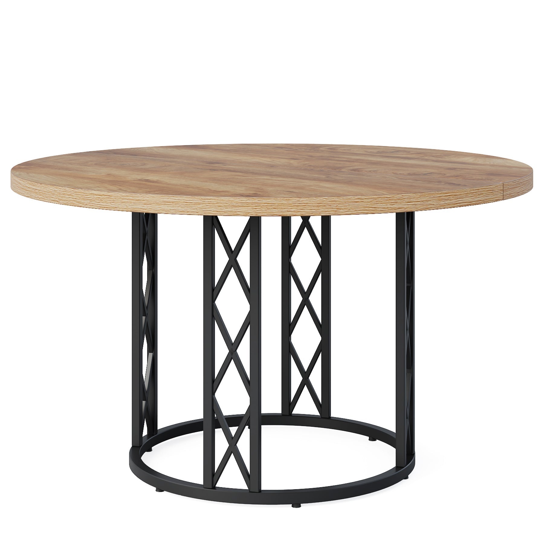 Tribesigns Mesa de comedor redonda de 120 cm para 4-6 personas, Mesa de cocina moderna con estructura metálica