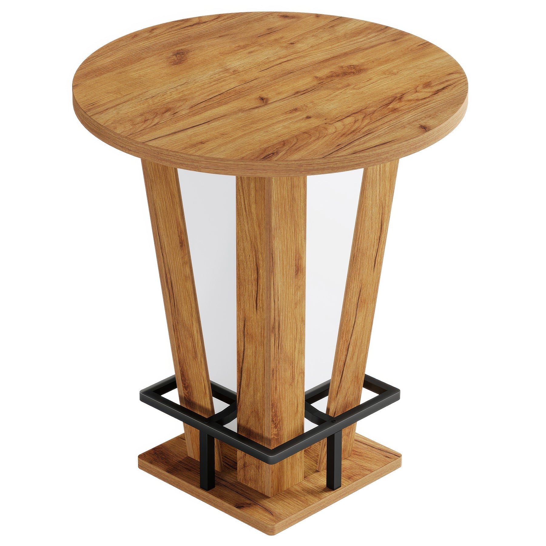 Tribesigns Runder Stehtisch 80 cm Ø im modernen Bar-Design, High Top Bistrotisch mit Metall-Fußstütze