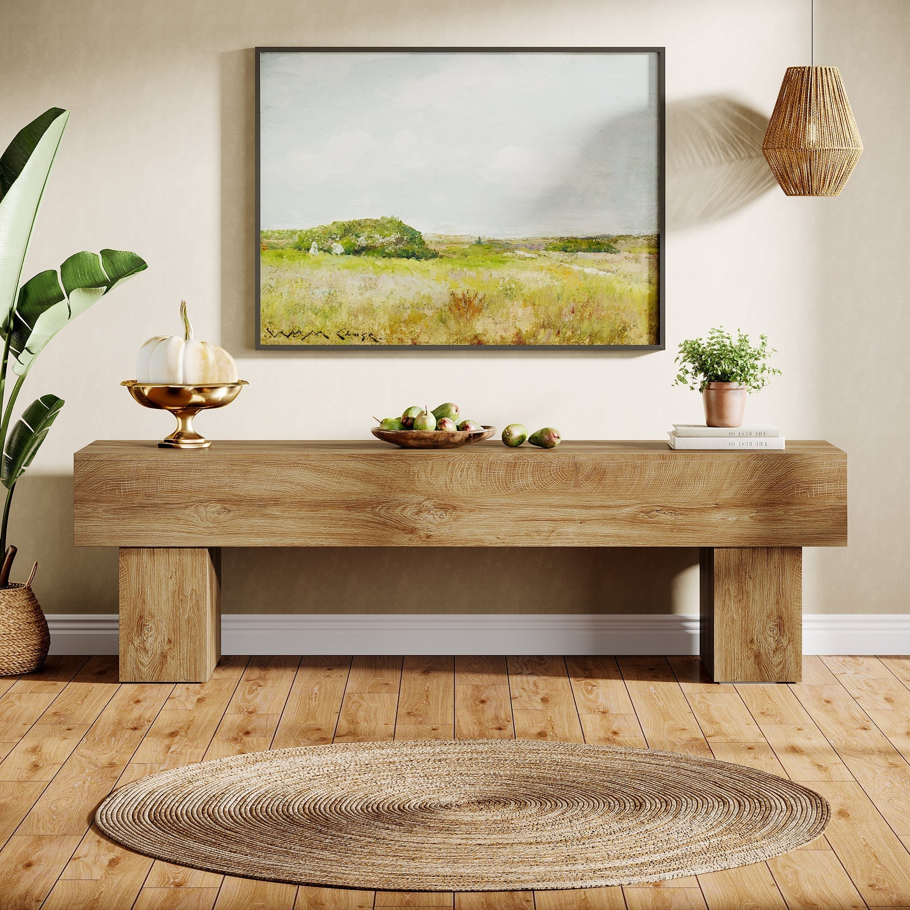 Tribesigns Soporte para TV de 160 cm, Centro multimedia de estilo rústico para sala de estar y televisión.