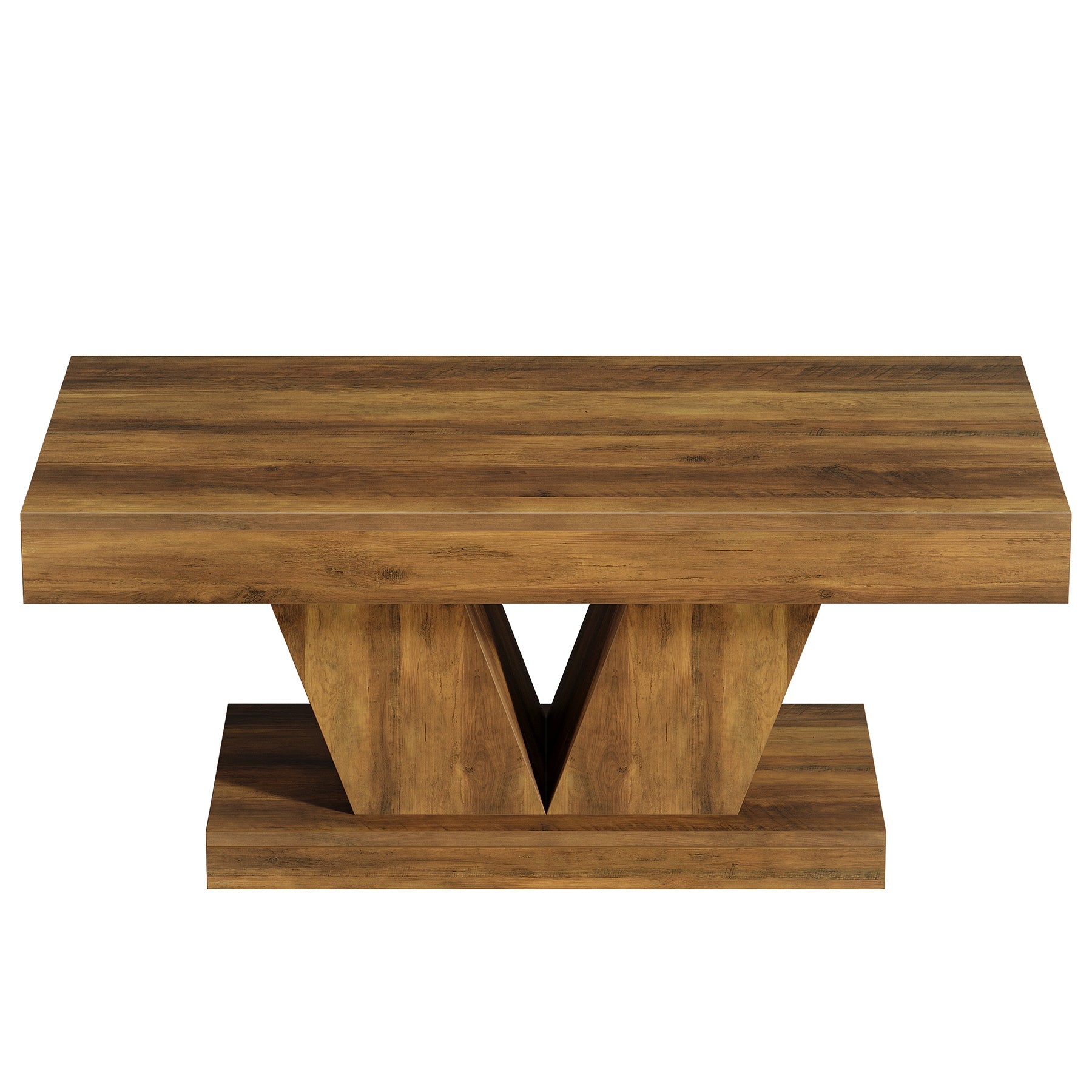 Tribesigns Mesa de centro rectangular de 120 cm de estilo mid century, Mesa de salón en imitación madera con base maciza y base en forma de V