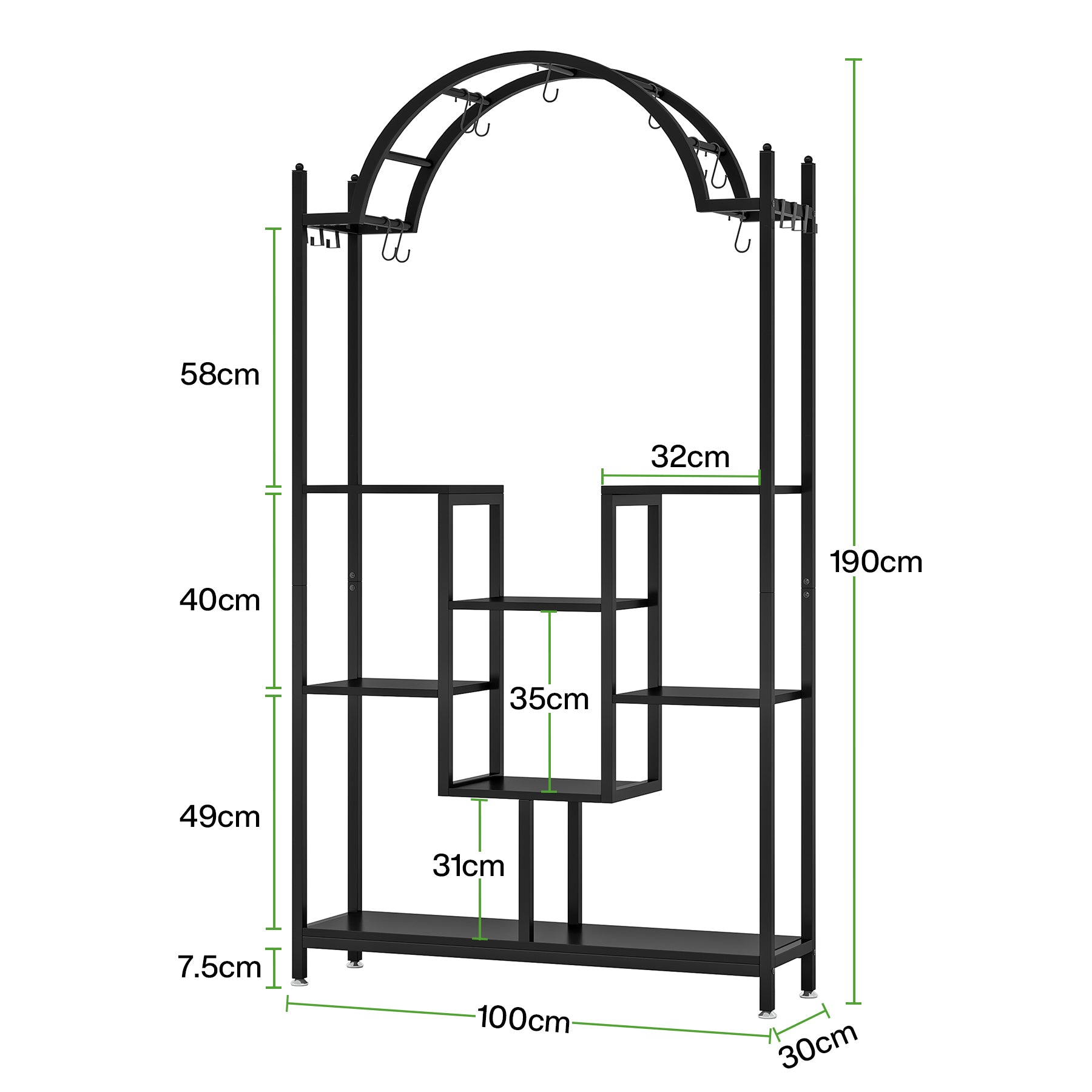 Tribesigns Soporte para plantas de interior de 5 niveles, Estante de metal para plantas con 8 ganchos en forma de S