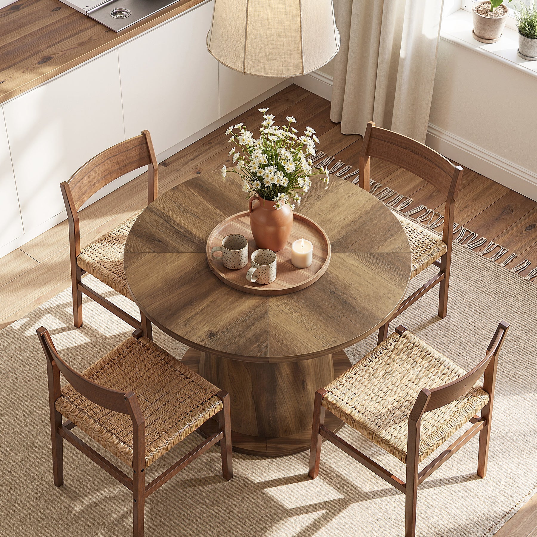 Tribesigns Mesa de comedor redonda para 2-4 personas, Mesa de cocina de 80 cm con base estable