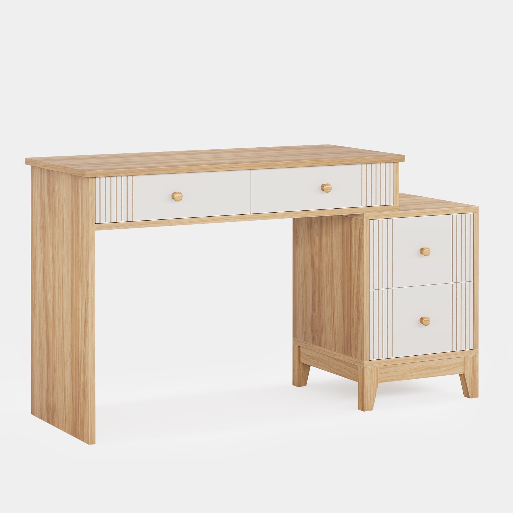 4-Drawer Computer Desk, Wooden Study Writing Table with Storage Tribesigns