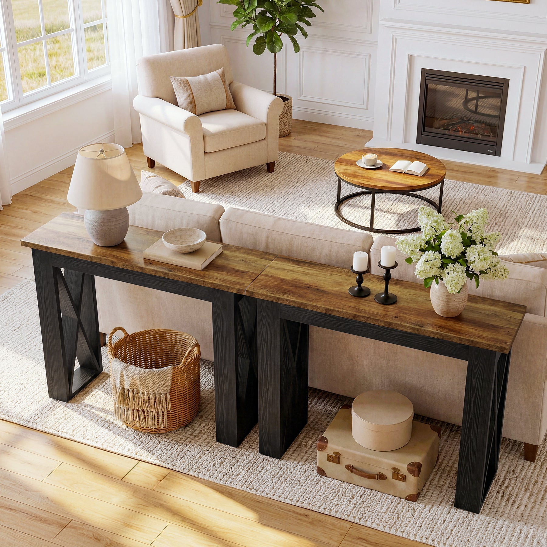 Tribesigns Mesa consola estrecha de 105 cm, Mesa de pasillo estilo industrial con estante de almacenamiento