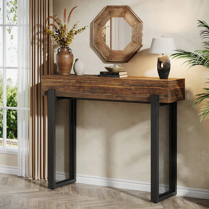 Tribesigns Mesa consola de 41",Mesa de entrada pequeña para sofá con almacenamiento