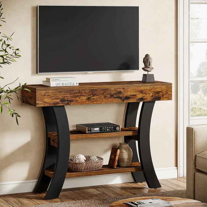 Tribesigns Consola de 105 cm, Mesa de entrada al sofá con compartimentos de almacenamiento