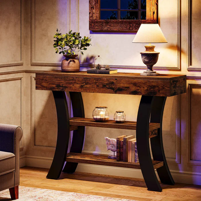 Tribesigns Consola de 105 cm, Mesa de entrada al sofá con compartimentos de almacenamiento