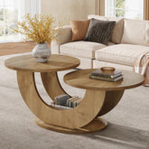 Tribesigns Mesa de centro de 115 cm, Mesa de cóctel decorativa de 2 niveles con estructura en forma de U 3