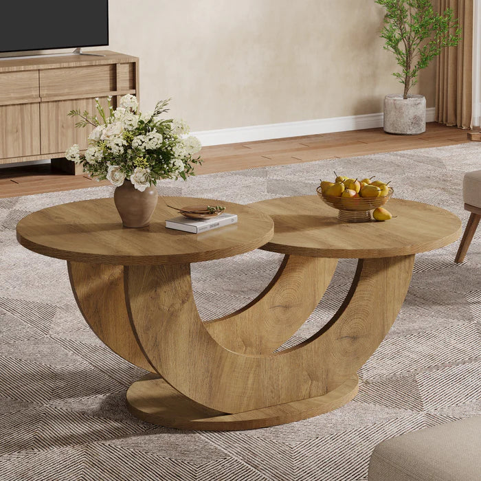 Tribesigns Mesa de centro de 115 cm, Mesa de cóctel decorativa de 2 niveles con estructura en forma de U