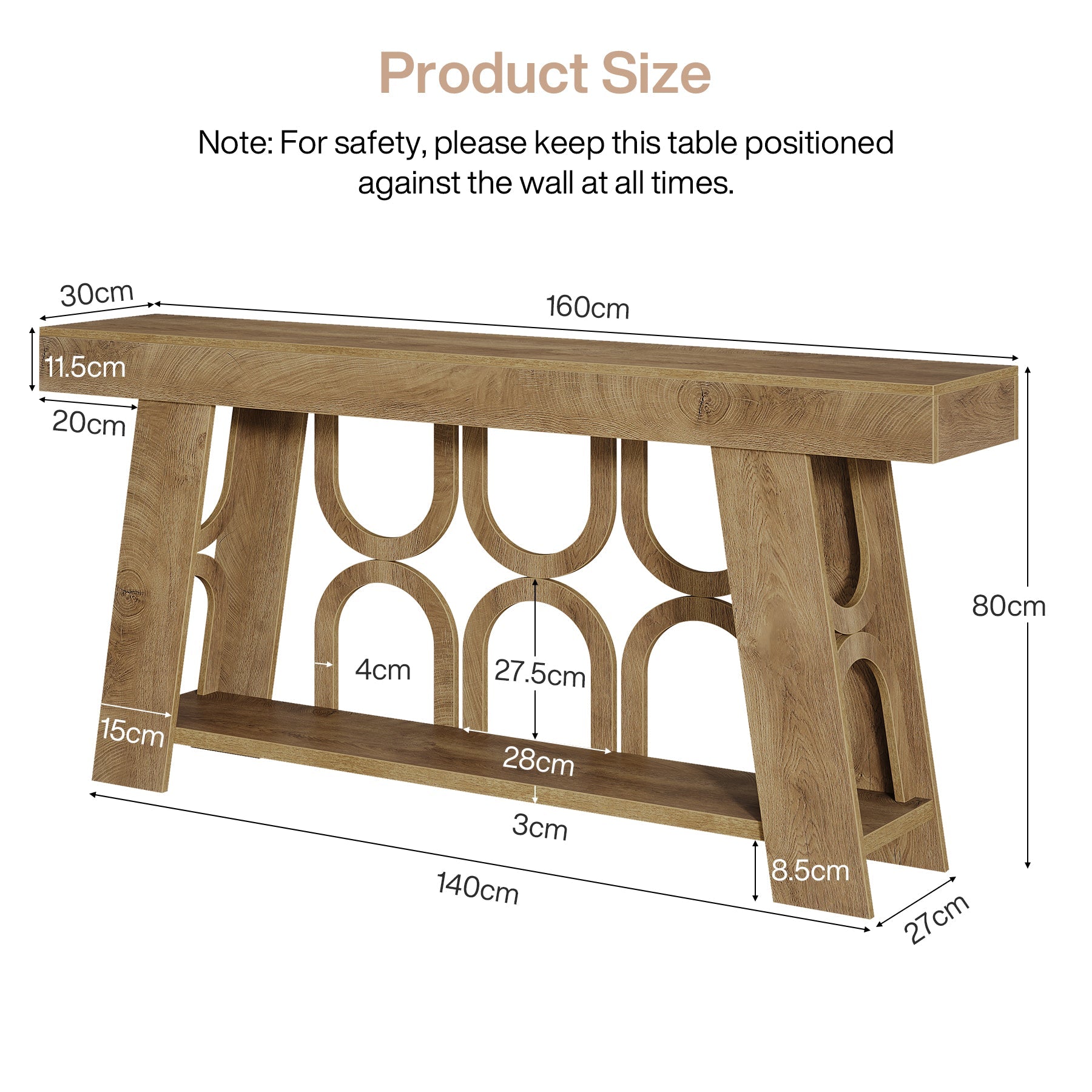 Tribesigns Consola de 160 cm, mesa estrecha de madera con 2 estantes de almacenaje, Mesa de recibidor y de sofá