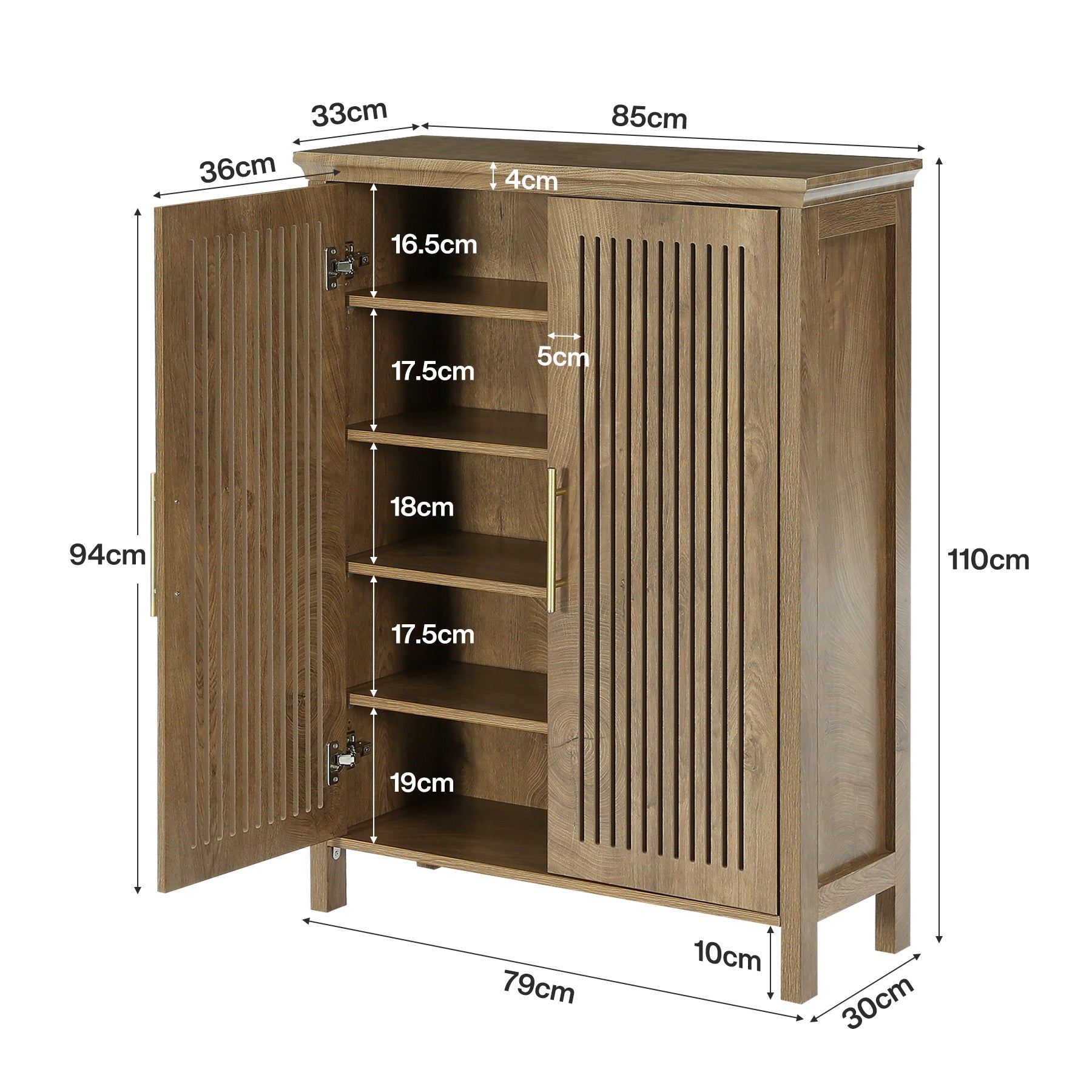Tribesigns Zapatero de 120 cm con puertas y estantes ajustables, Zapatero de 5 niveles para recibidor y sala de estar
