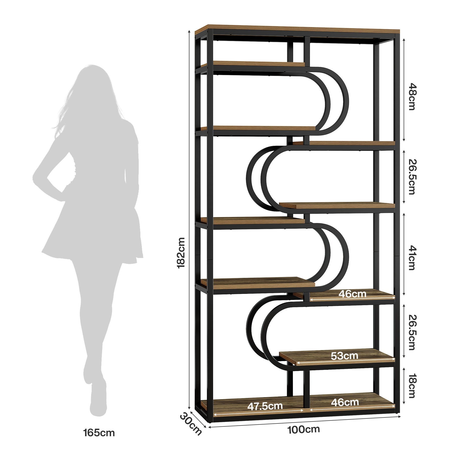 Tribesigns Estantería 180 cm de alto, 5 baldas, Estantería de estilo industrial con espacio de almacenamiento abierto