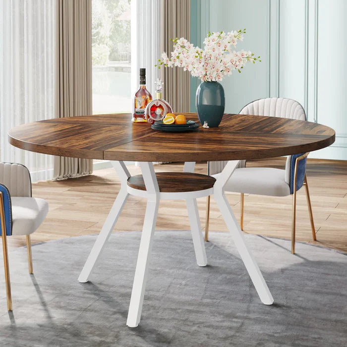 Tribesigns Mesa de comedor redonda, Mesa de comedor de cocina moderna de 120 cm para 4 personas