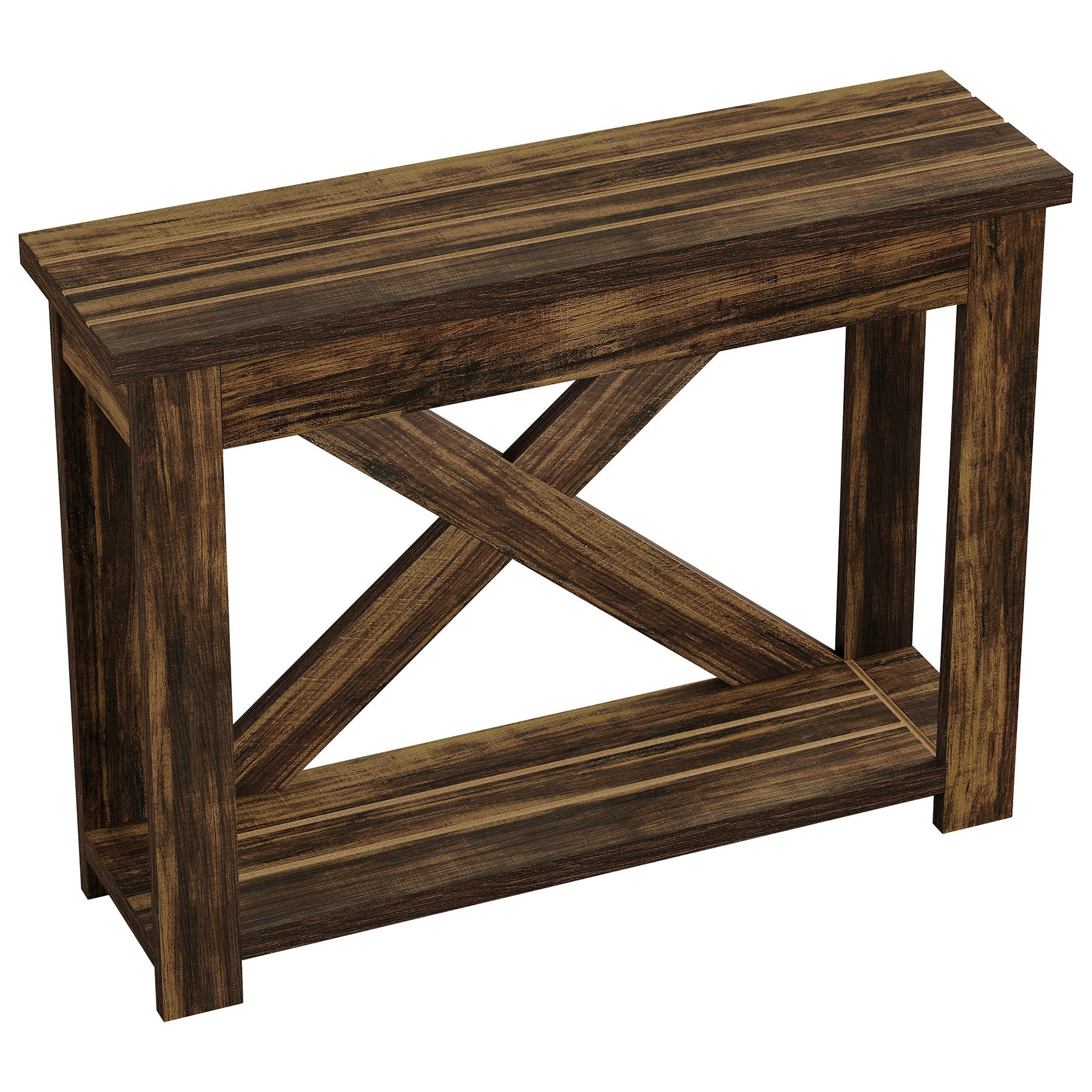 Tribesigns Mesa consola de 105 cm en estilo rústico con estante, Mesa estrecha para pasillo con 2 niveles