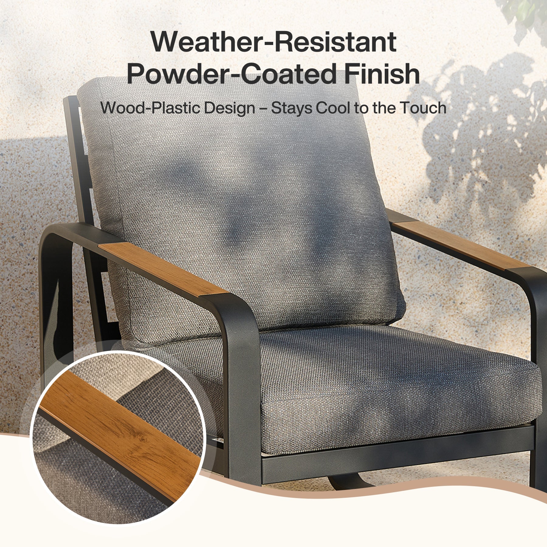 Tribesigns Silla de jardín Lounge con cojines, Silla de patio de aluminio para balcón o jardín