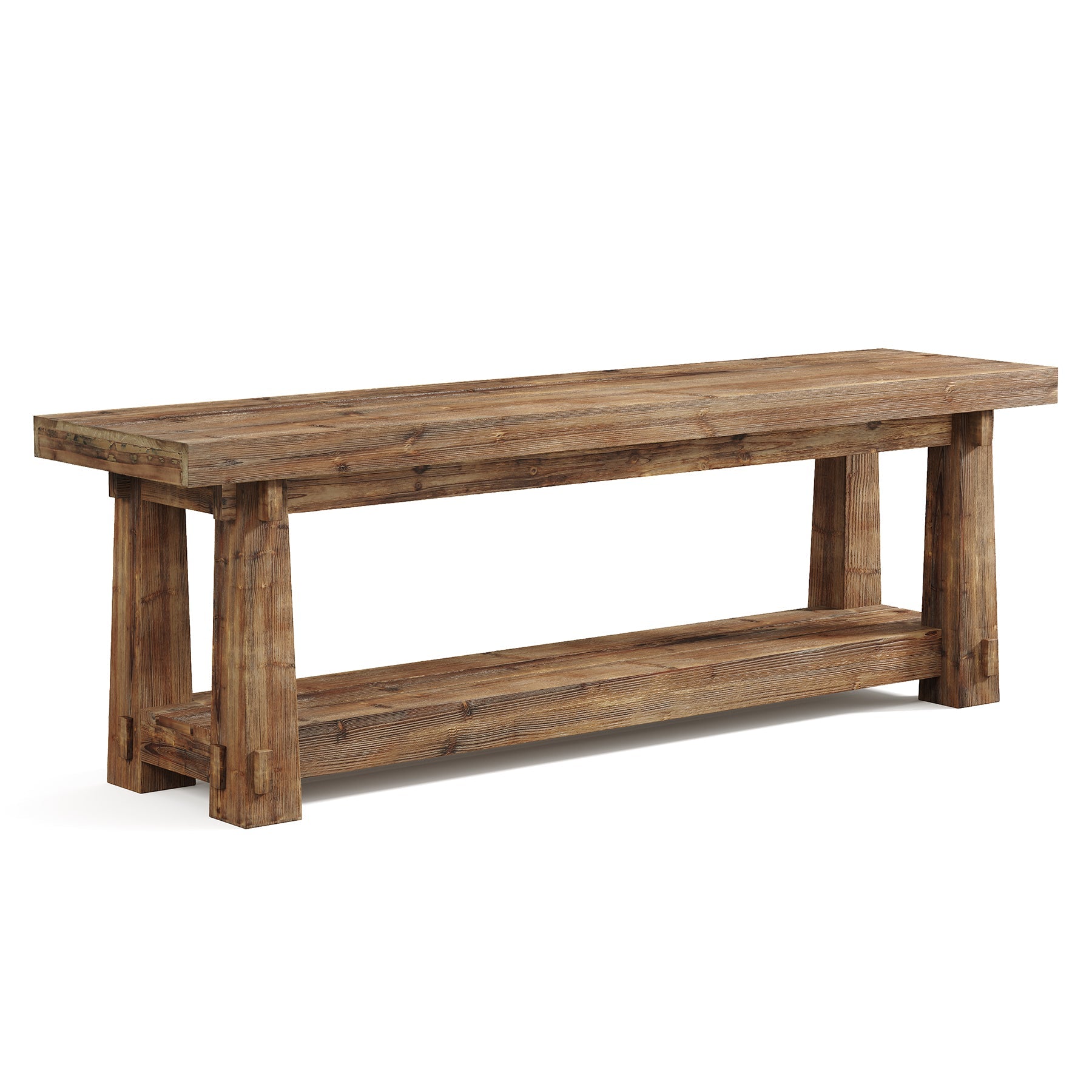 Tribesigns Banco de madera maciza con espacio para guardar zapatos, Banco de pasillo de 140 cm con estante