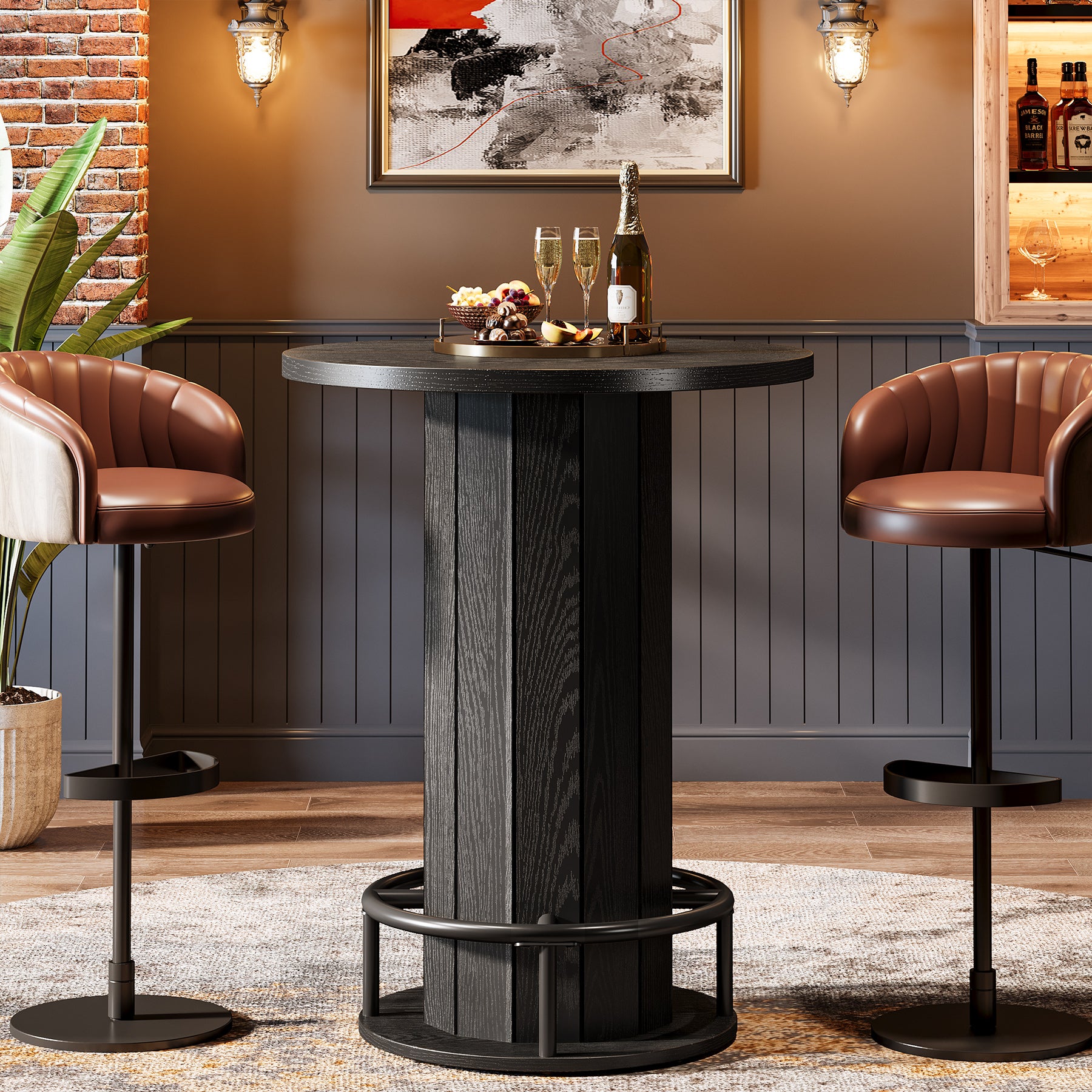 Tribesigns Mesa alta de 100 cm de alto, Mesa alta redonda Mesa de 80 x 80 cm para cocina