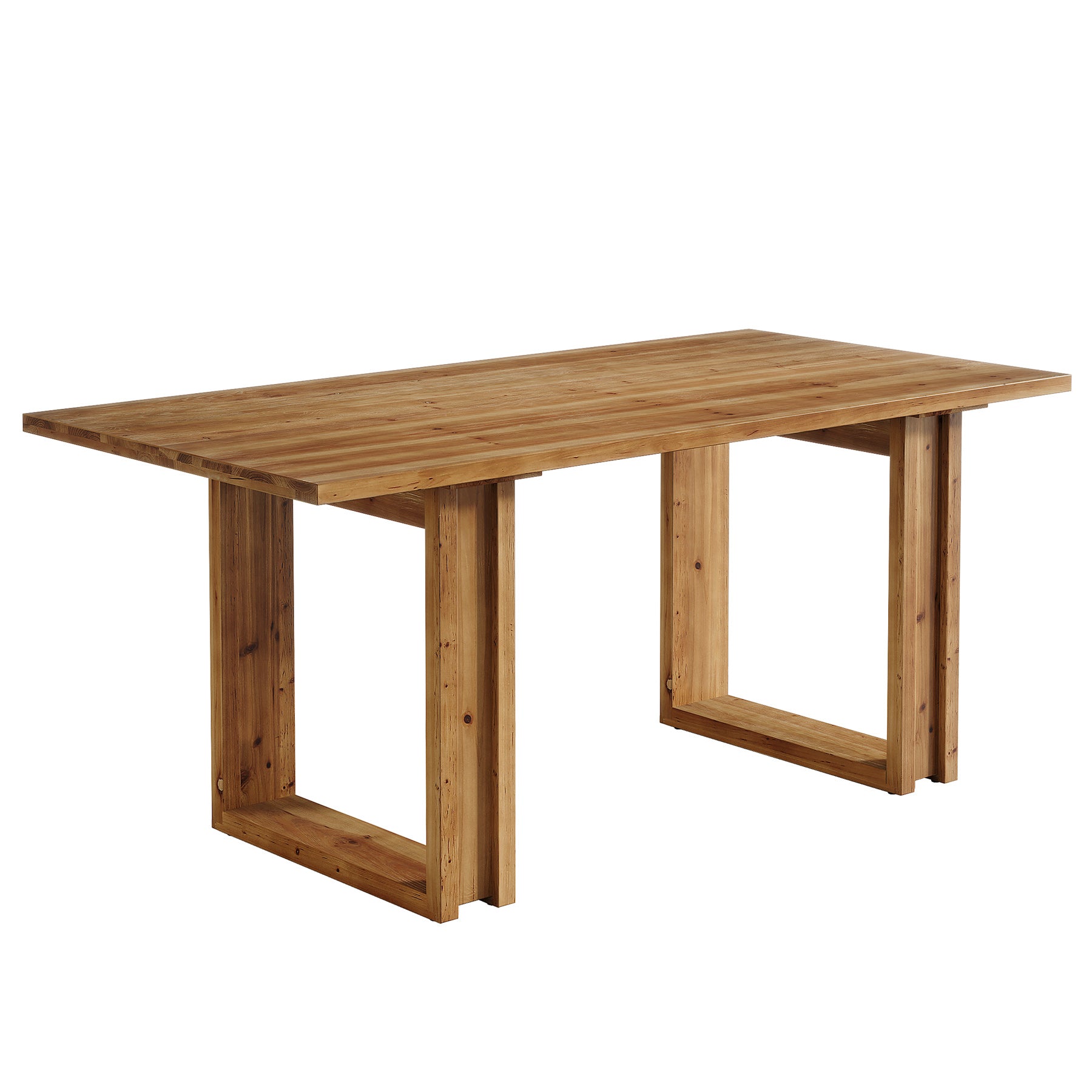 Mesa de comedor de madera maciza de 160 cm para 4-6 personas, Mesa de cocina rectangular de estilo rústico con patas robustas